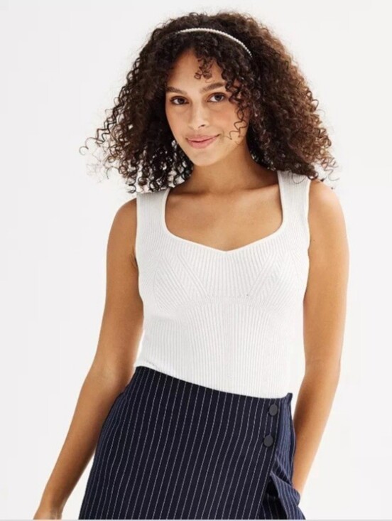 Kohl's Tops - White SO Sleeveless Sweater Bodysuit Size: Small